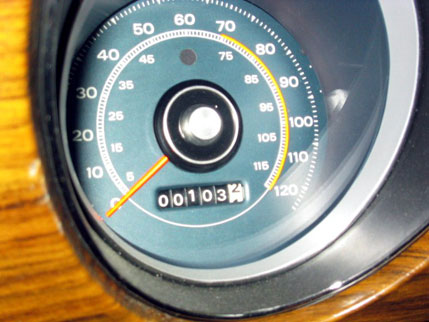 120 mph speedometer of a 1969 Ford Mustang Mach 1