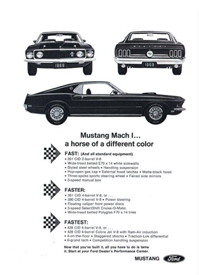 Advertisement for 1969 Ford Mustang Mach 1