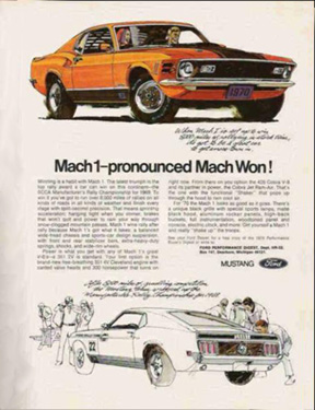 Advertisement for 1970 Ford Mustang Mach 1
