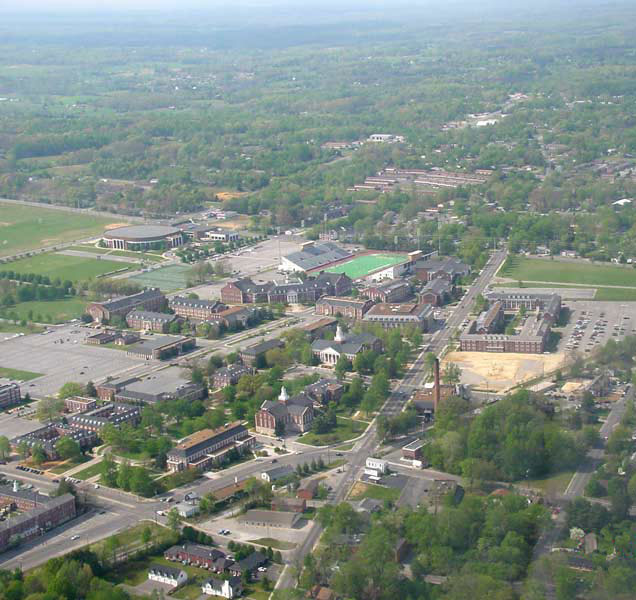 An aerial view of an engineering college campus