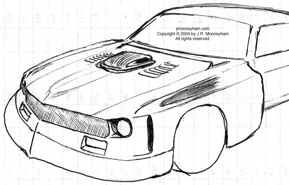 Backward facing Firebird Trans Am type shaker scoop for custom 1969 Ford Mustang Mach 1 supercar