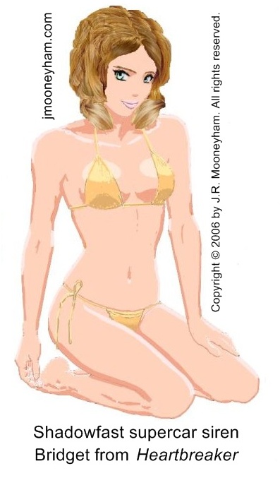 Bridget Dufay (beautiful hot woman wearing a bikini swimsuit) Shadowfast supercar siren