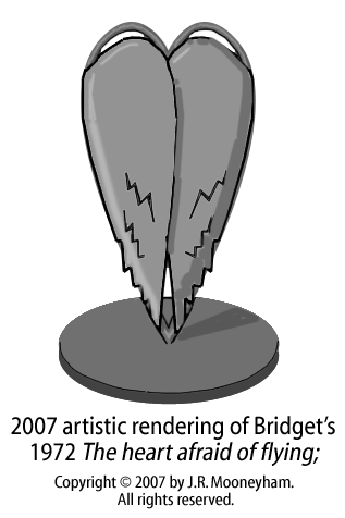 Image of Bridget's small statue named the heart afraid of flying.