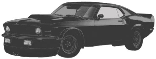 An artistic rendering of my heavily customized black 1969 Ford Mustang