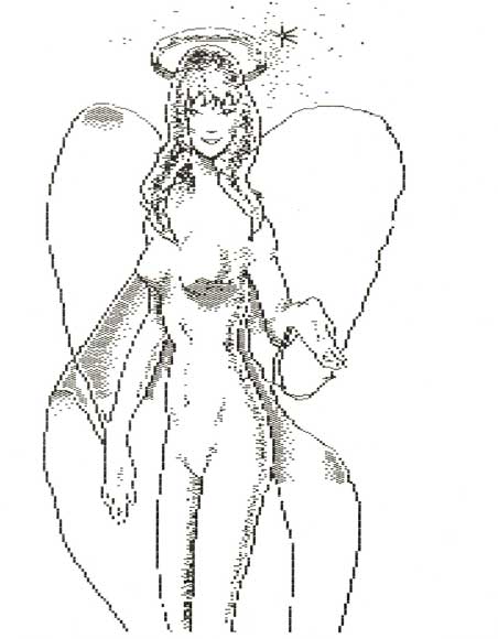 Fantasy woman sketched in old graphics application