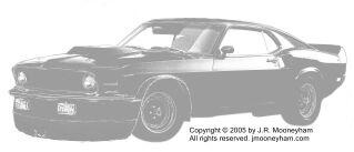 Artistic rendition of site author's real-life supercar (a heavily modified 1969 Ford Mustang Mach 1).