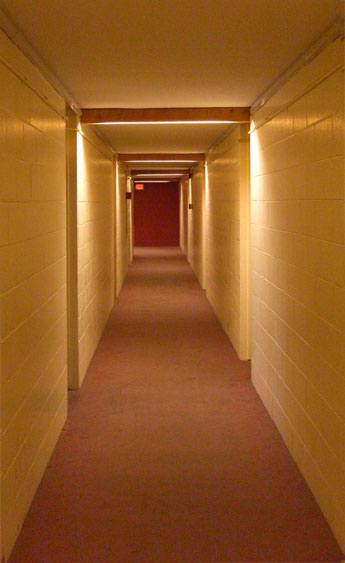 Old college dorm hallway