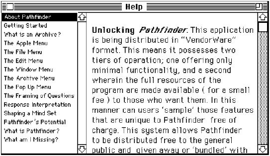 Pathfinder Help screen