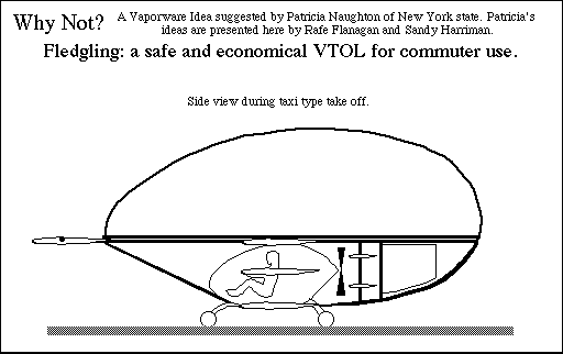 Conceptual drawing of Fledgling side view during taxi type take off.