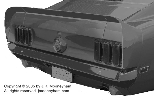 Custom rear spoiler for 1969 Ford Mustang Mach 1 supercar