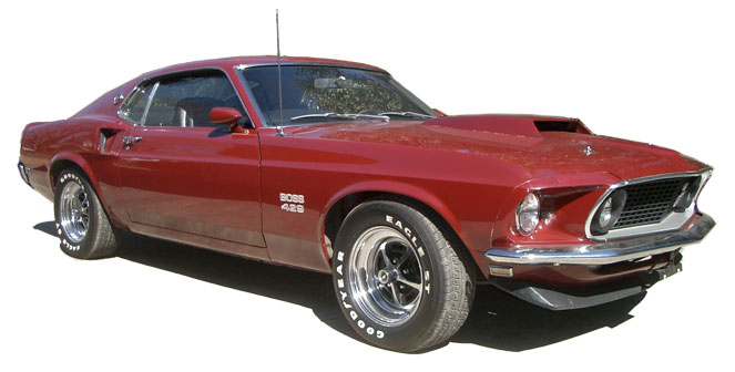 Red 1969 Boss 429 Mustang